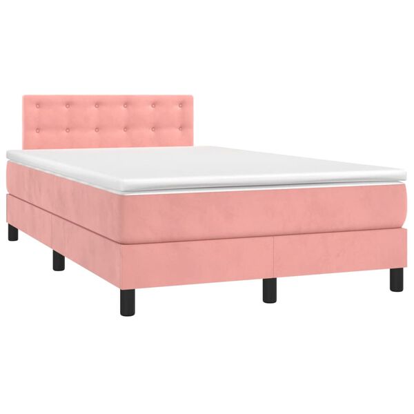 vidaXL Boxspring met matras fluweel roze 120x200 cm