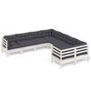 vidaXL 8-delige Loungeset met kussens massief grenenhout wit