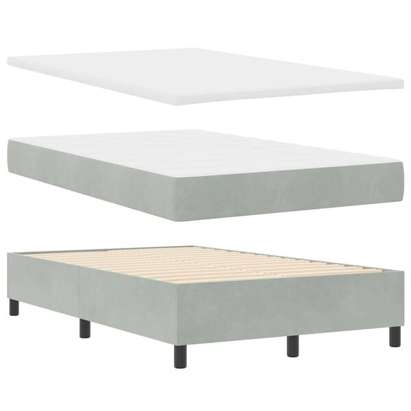 vidaXL Boxspring bed met matras Lichtgrijs 120 x 200 cm Fluweel