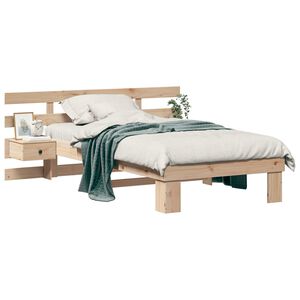 vidaXL Bedframe met hoofdeinde Bruin 100 x 200 cm Massief grenenhout