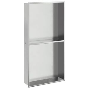 vidaXL Douchenis 32x62x9 cm roestvrijstaal geborsteld zilverkleurig