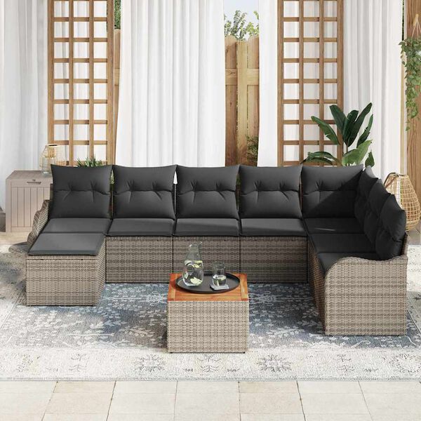 vidaXL Tuin Sofa Set 9 pcs Grijs Poly riet