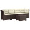 vidaXL 4-Persoons Tuin Sofa met Kussens Rieten Look PP Bruin