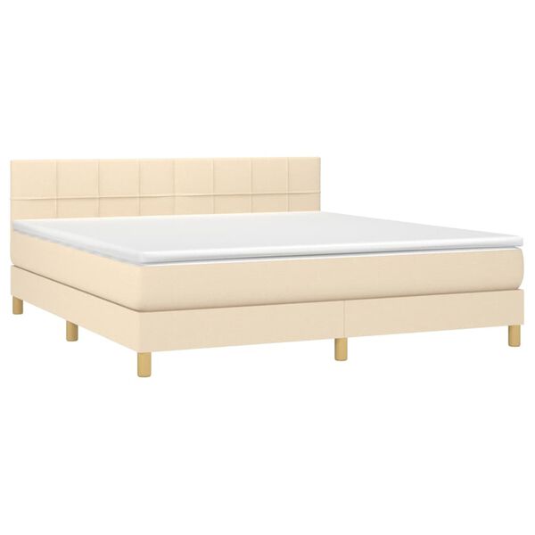 vidaXL Boxspring met matras en LED stof cr&egrave;mekleurig 180x200 cm