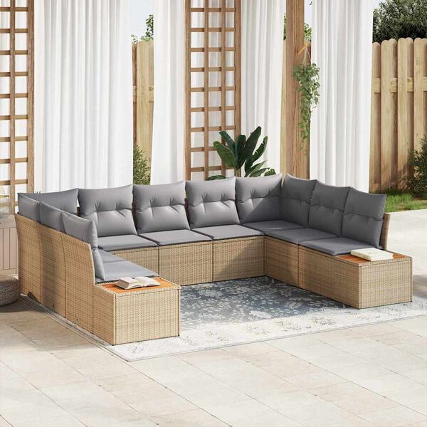 vidaXL Tuinbankenset met kussen 5 pcs Beige en Licht Grijs Polyrattan