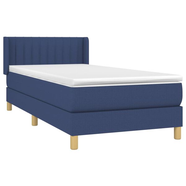 vidaXL Boxspring met matras stof blauw 90x190 cm