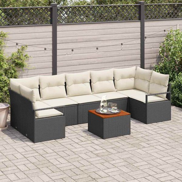 vidaXL Tuin Sofa Set met kussen 8 pcs Zwart Poly riet