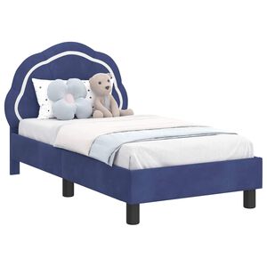 vidaXL Peuterbedframe met hoofdbord Politieblauw 70 x 140 cm Fluweel
