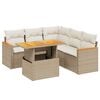 vidaXL 6-delige Loungeset met kussens poly rattan beige