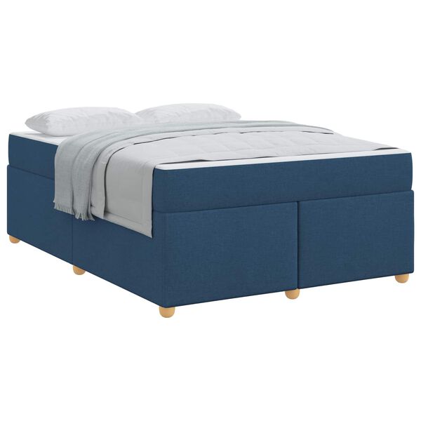 vidaXL Bedframe met matras Blauw 140 x 200 cm Stof