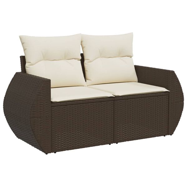 vidaXL 11-delige Loungeset met kussens poly rattan bruin