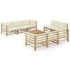 vidaXL 9-delige Loungeset met cr&egrave;mewitte kussens bamboe