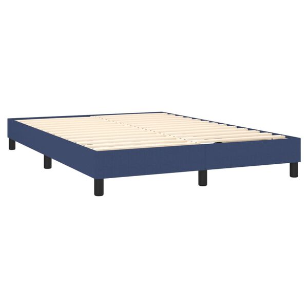 vidaXL Boxspring met matras stof blauw 140x200 cm