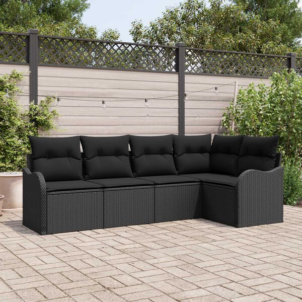 vidaXL Tuin Sofa Set Zwart poly rattan