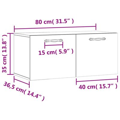 vidaXL Wandkast 80x36,5x35 cm bewerkt hout betongrijs