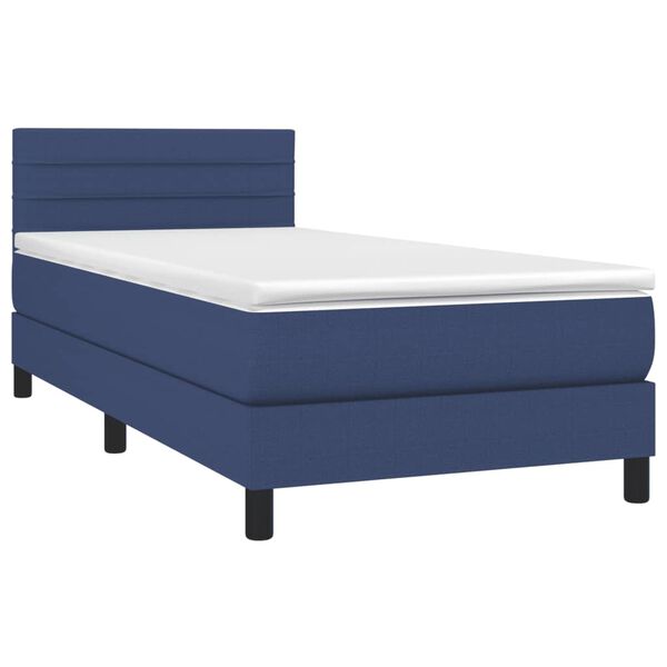 vidaXL Boxspring met matras stof blauw 80x200 cm