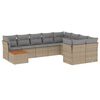 vidaXL 10-delige Loungeset met kussens poly rattan gemengd beige