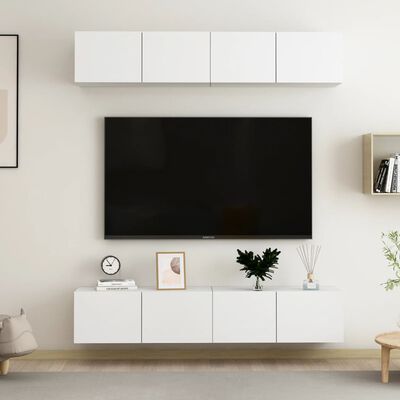 vidaXL Tv-meubelen 4 st 80x30x30 cm bewerkt hout wit