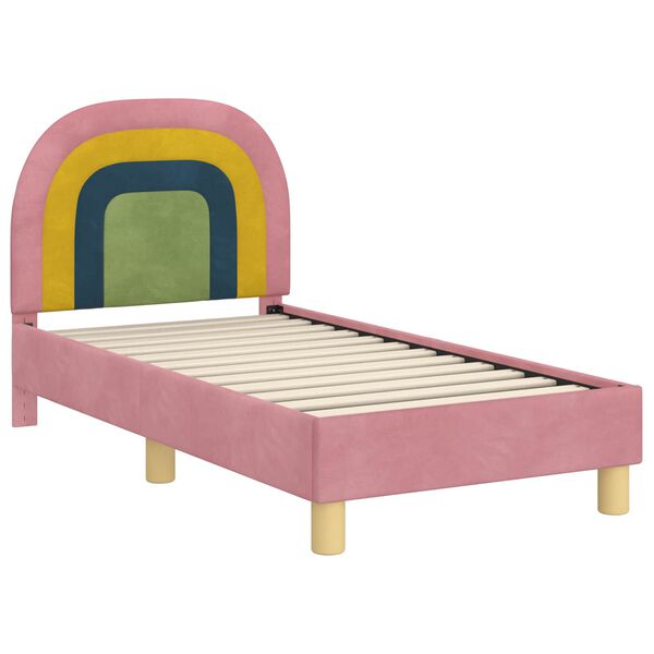 vidaXL Peuterbedframe met hoofdbord Roze 70 x 140 cm Fluweel
