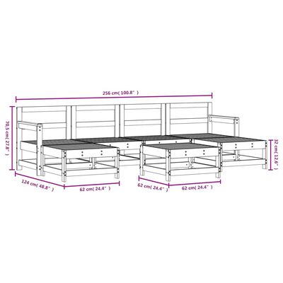 vidaXL 7-delige Loungeset massief grenenhout grijs