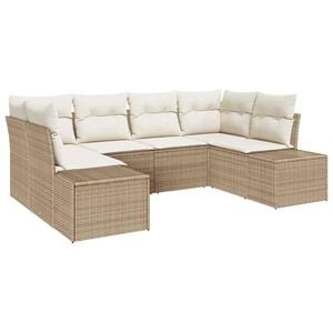 vidaXL Tuinbankenset 6 st 6-Aantal zitplaatsen Beige en Cr&egrave;me