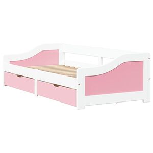 vidaXL Slaapbank met 2 lades zonder matras IRUN 90x200 cm wit en roze
