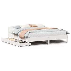 vidaXL Bedframe zonder matras massief grenenhout wit 200x200 cm
