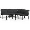 vidaXL 6-delige Loungeset met kussens staal grijs