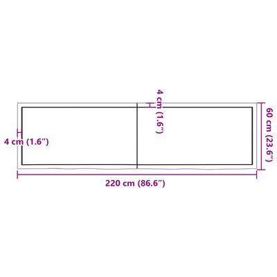 vidaXL Wandschap 220x60x(2-6)cm behandeld massief eikenhout lichtbruin