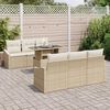 vidaXL Tuin Sofa Set met opslag 7 pcs Beige Poly riet