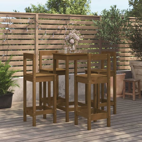 vidaXL 5-delige Barset massief grenenhout honingbruin