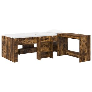 vidaXL Hoge Bed Frame met Bureau voor Kinderen 2 st Gerookt eiken