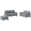 vidaXL 3-delige Loungeset met kussens stof lichtgrijs