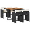 vidaXL 5-delige Tuinset met kussens poly rattan zwart