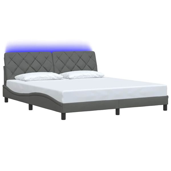 vidaXL Bedframe met LED zonder matras 180x200 cm stof donkergrijs