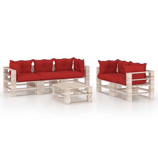 vidaXL 6-delige Loungeset met kussens pallet grenenhout