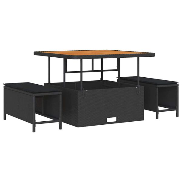 vidaXL Tuinbankenset met kussen 8 pcs Zwart poly rattan