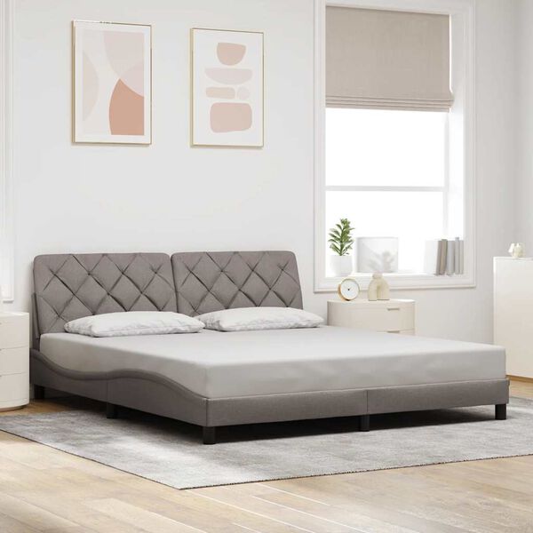 vidaXL Bedframe zonder matras stof taupe 180x200 cm