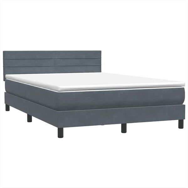 vidaXL Boxspring met matras fluweel donkergrijs 140x220 cm