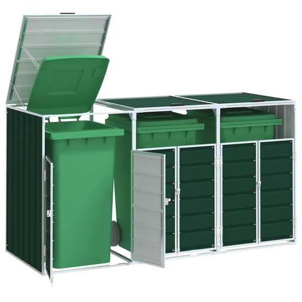 vidaXL Containerberging voor 3 containers 216x81x115 cm staal groen