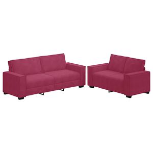 vidaXL 2-delige Loungeset met kussens fluweel wijnrood