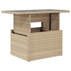vidaXL Tuintafel met glazen blad 100x55x73 cm poly rattan beige
