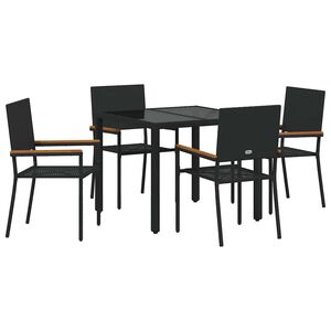 vidaXL Tuin eettafelset 5 st Zwart poly rattan