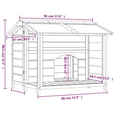 vidaXL Hondenhok 96x87x80,5 cm massief grenenhout mokkakleurig