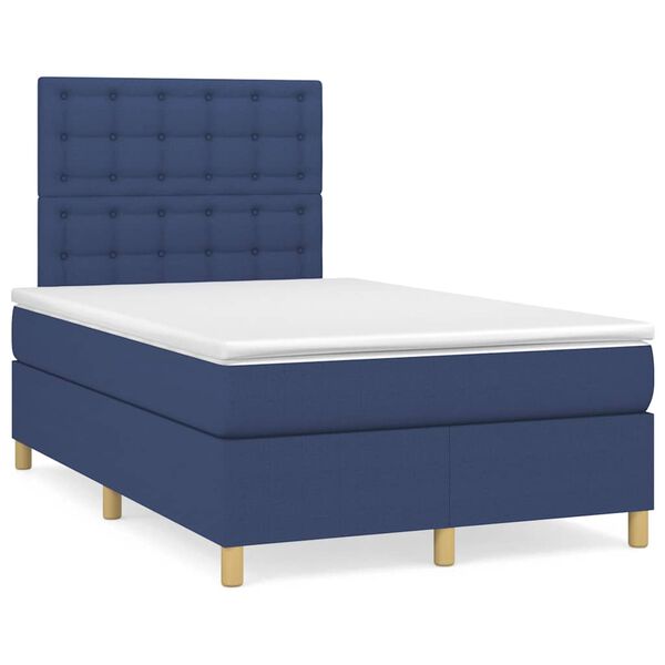 vidaXL Boxspring met matras en LED stof blauw 120x190 cm