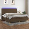 vidaXL Boxspring met matras en LED stof donkerbruin 200x200 cm