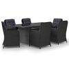 vidaXL 7-delige Tuinset poly rattan zwart