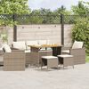 vidaXL 6-delige Loungeset met kussens poly rattan beige