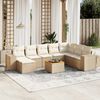 vidaXL 9-delige Loungeset met kussens poly rattan beige