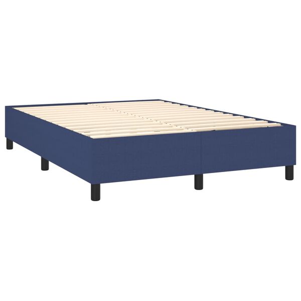 vidaXL Boxspring met matras stof blauw 140x200 cm